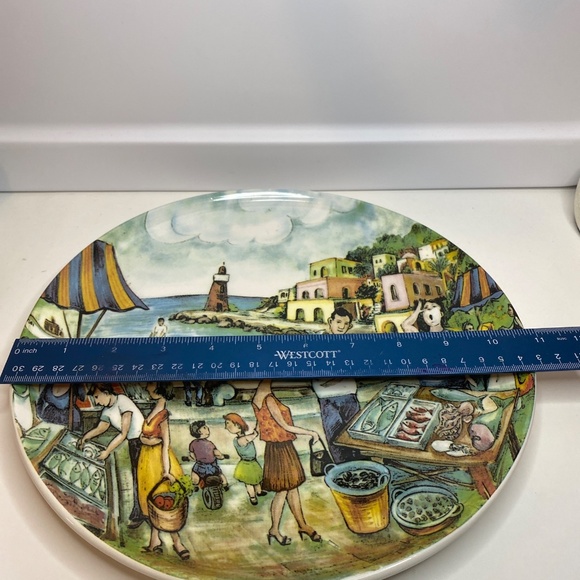 3 Effetti D'Arte Plate Platter Dish Outdoor Farm Market Scene Made In Italy 11" - Picture 7 of 8
